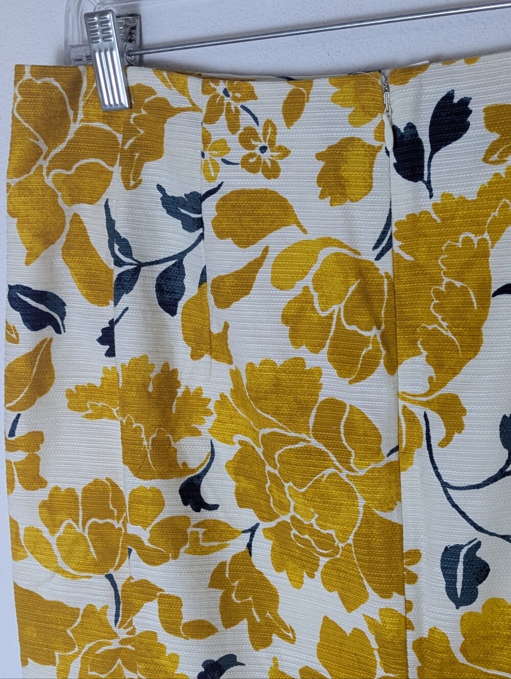 Ann Taylor Floral Cotton Mini Pencil Skirt Yellow White Business Sizw 10 New - Picture 4 of 9